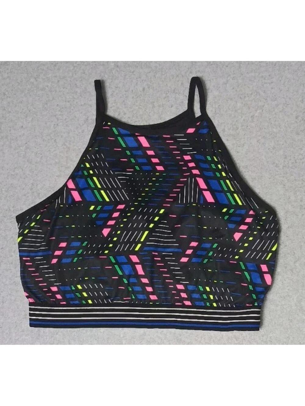 Xersion Retro Styled Workout Cropped Top Womens Size XL Bright Multicolor Built